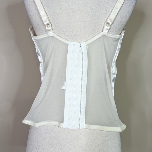Vintage | 90s Secret Treasure White Satin Lace Mesh Back Corset Top Lingerie - Picture 7 of 10